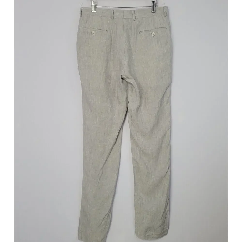 Bar III 100% Linen Pants men's size 32x34 Gray Coastal Beach Wedding Old Money